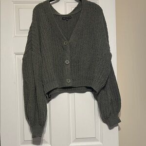 Chunky Knit Cardigan in Deep Green